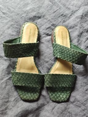 Mari Giudicelli Green Snakeskin Sandals